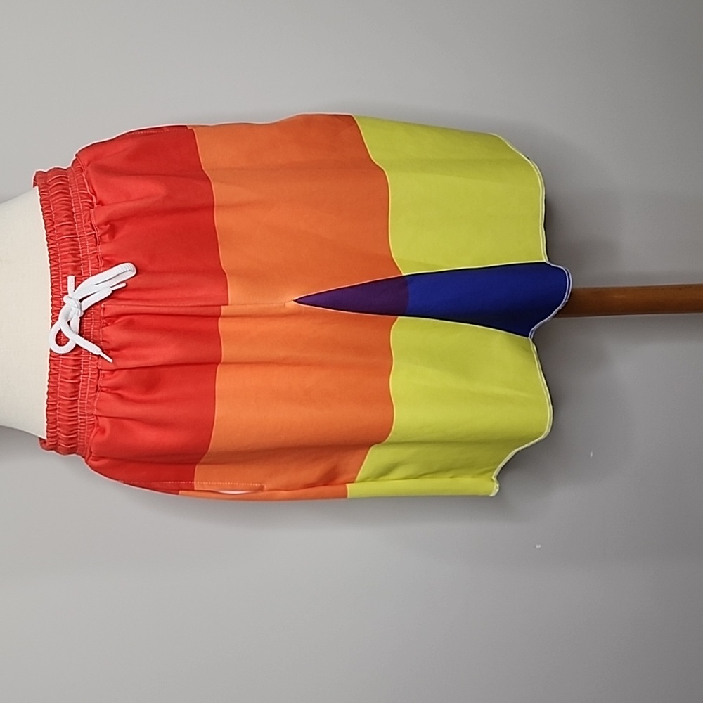 Getonfleek Drawstring Skirt Small Orange Blue Yellow Everyday Casual